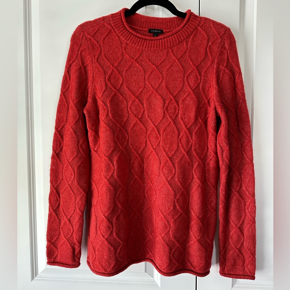 Talbots Women’s Cable Knit Roll Neck Sweater Red (Size S)